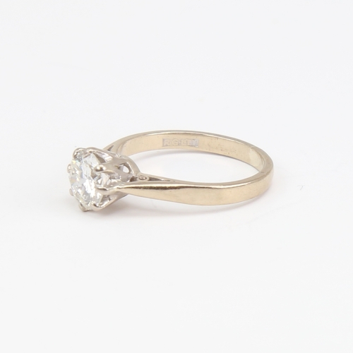 1108 - An 18ct gold 1.05ct solitaire diamond ring, modern round brilliant-cut diamond within plain 8-claw s... 