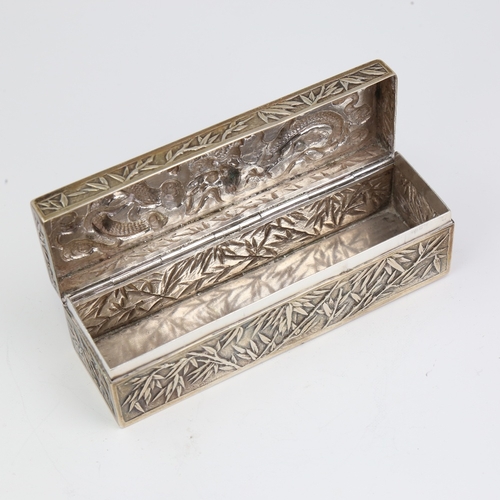 1114 - A late 19th/early 20th century Chinese export silver box, by Wang Hing & Co of Hong Kong, plain rect... 