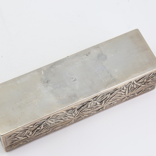 1114 - A late 19th/early 20th century Chinese export silver box, by Wang Hing & Co of Hong Kong, plain rect... 