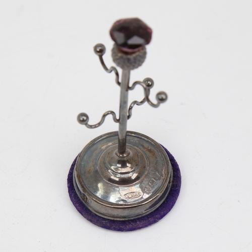 1128 - An Edwardian novelty silver 4-branch thistle dressing table ring stand, by Adie & Lovekin Ltd, hallm... 