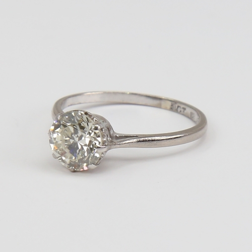 1153 - An 18ct white gold 1.56ct solitaire diamond ring set with round brilliant-cut diamond, with platinum... 