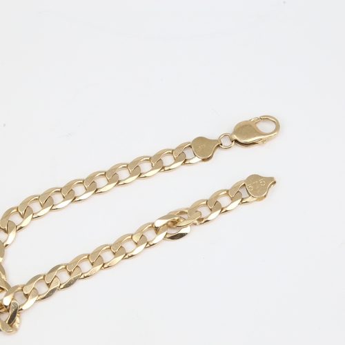 1154 - A late 20th century 9ct gold flat curb link bracelet, bracelet length 22cm, 18.9g