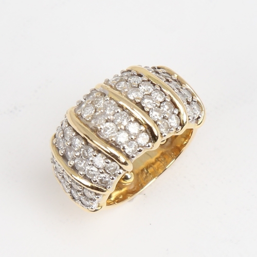 1165 - A late 20th century 18ct gold diamond cluster half hoop ring, set with modern round brilliant-cut di... 