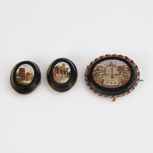 1173 - A group of Grand Tour micro mosaic miniature jewellery, comprising brooch and pair of buttons, brooc... 