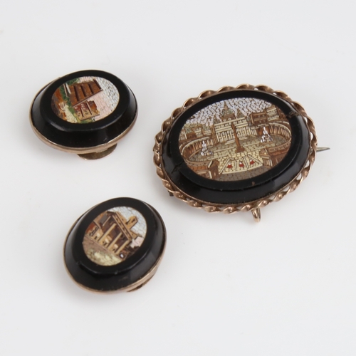 1173 - A group of Grand Tour micro mosaic miniature jewellery, comprising brooch and pair of buttons, brooc... 