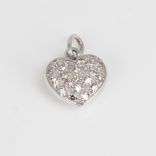 1190 - A modern unmarked white gold diamond cluster heart pendant, set with eight-cut diamonds, total diamo... 