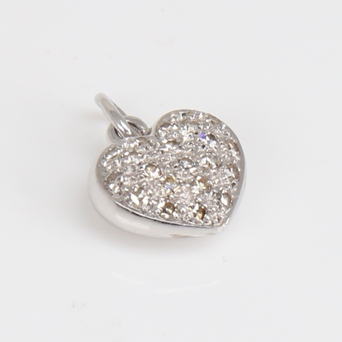 1190 - A modern unmarked white gold diamond cluster heart pendant, set with eight-cut diamonds, total diamo... 