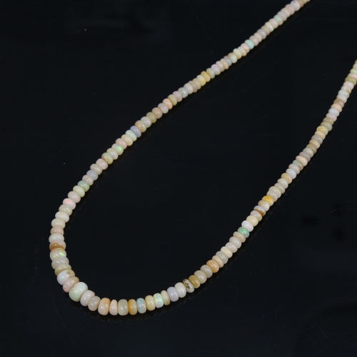 1209 - An Australian fire opal bead necklace, with sterling silver clasp, necklace length 47cm, 12.4g