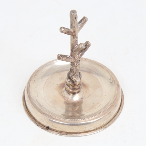 1215 - An Edwardian novelty silver dressing table ring stand, formed as a tree, by Deakin & Francis, hallma... 