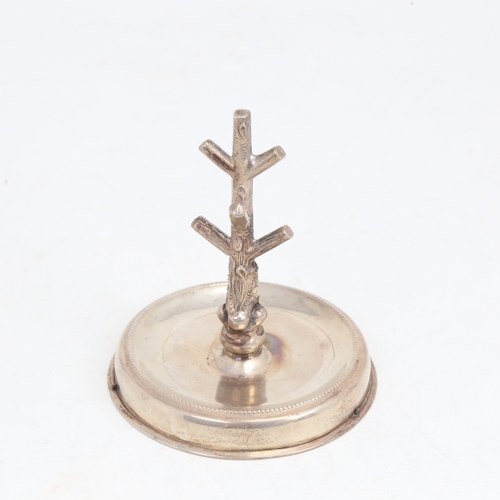 1215 - An Edwardian novelty silver dressing table ring stand, formed as a tree, by Deakin & Francis, hallma... 