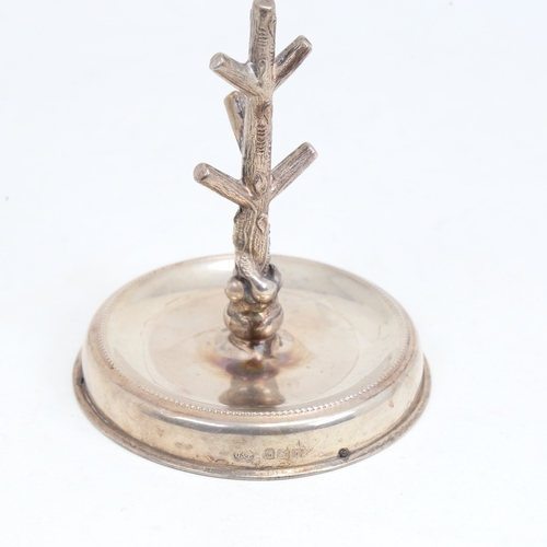 1215 - An Edwardian novelty silver dressing table ring stand, formed as a tree, by Deakin & Francis, hallma... 