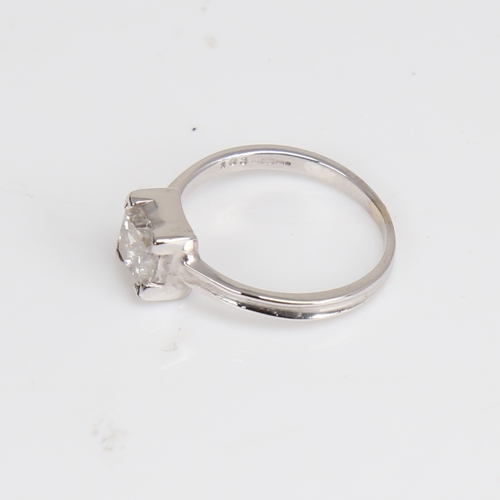 1218 - An 18ct white gold 1.03ct Princess-cut solitaire diamond ring, colour approx I/J, clarity I2/I3, dia... 