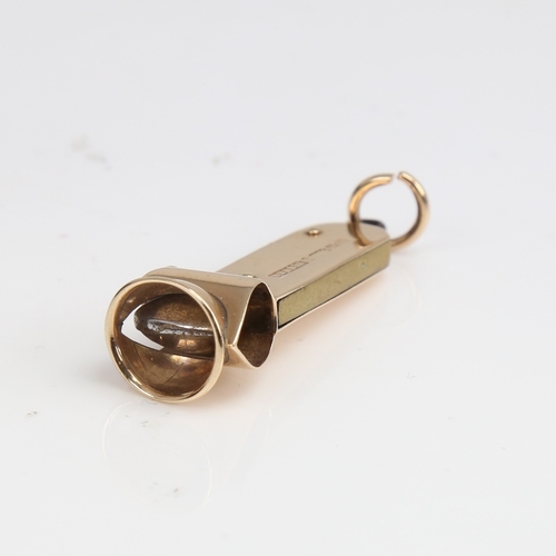 1225 - An early 20th century 9ct gold cigar cutter fob, by S Blanckensee & Sons Ltd, hallmarks Birmingham 1... 