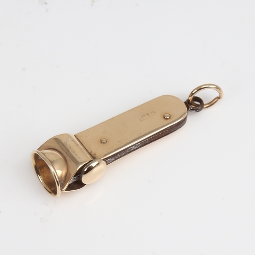 1225 - An early 20th century 9ct gold cigar cutter fob, by S Blanckensee & Sons Ltd, hallmarks Birmingham 1... 