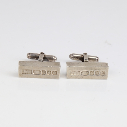 1238 - A modern pair of sterling silver ingot cufflinks, by Charles Tyrwhitt & Co, hallmarks Edinburgh 2004... 