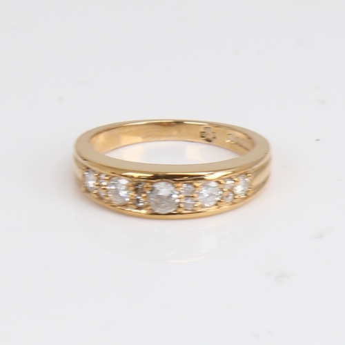 1241 - A modern 9ct gold diamond half hoop ring set with round brilliant and eight-cut diamonds, total diam... 