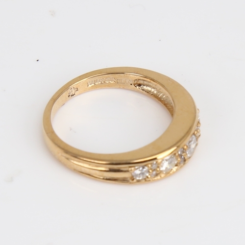 1241 - A modern 9ct gold diamond half hoop ring set with round brilliant and eight-cut diamonds, total diam... 