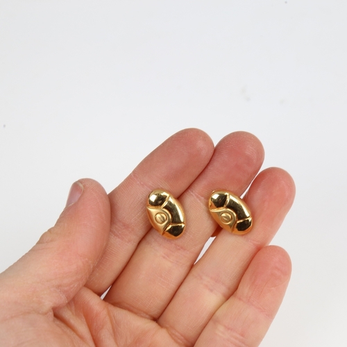 1245 - A pair of Italian 18ct gold oval cufflinks, panel length 16.4mm, 5.8g