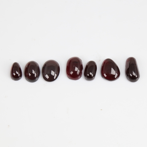 1265 - A group of unmounted cabochon garnets, approx 63.8ct total, largest length 17.6mm, 12.8g total (7)