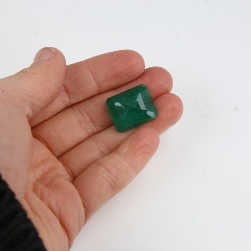 1279 - A 21ct unmounted rectangular emerald step-cut emerald, dimensions: 19.50mm x 15.50mm x 8.50mm, 4.20g... 