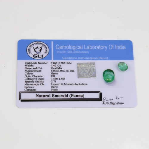 1281 - A 1.40ct unmounted oval mixed-cut emerald, dimensions: 8.00mm x 6.80mm x 3.80mm, 0.29g