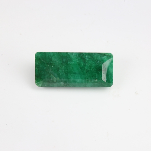 1282 - A 284ct unmounted rectangular emerald step-cut emerald, dimensions: 55.00mm x 25.00mm x 22.00mm, ind... 