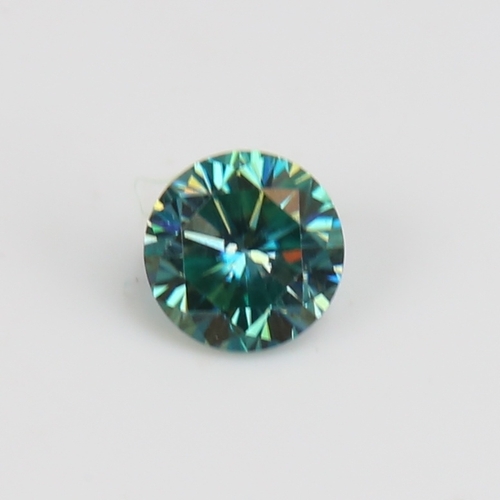 1284 - A 2.60ct unmounted round brilliant-cut blue moissanite, dimensions: 8.70mm x 6.00mm, with GLI card C... 