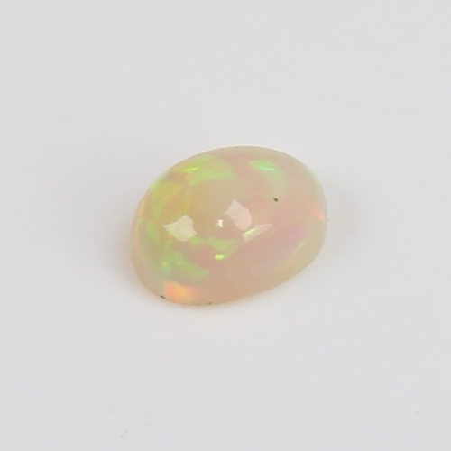 1285 - A 1.54ct unmounted oval cabochon white opal, dimensions: 9.11mm x 6.96mm x 4.55mm, 0.32g, with GJSPC... 