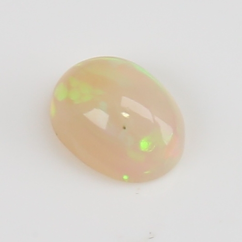 1285 - A 1.54ct unmounted oval cabochon white opal, dimensions: 9.11mm x 6.96mm x 4.55mm, 0.32g, with GJSPC... 