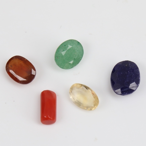 1288 - Various unmounted gemstones, including 10.65ct sapphire, 5.65ct emerald, 6.55ct hessonite garnet etc... 