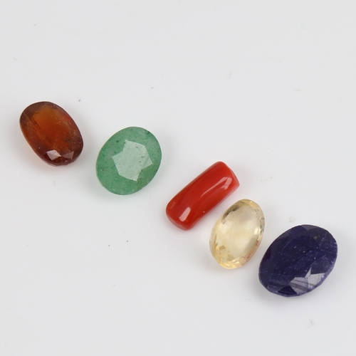 1288 - Various unmounted gemstones, including 10.65ct sapphire, 5.65ct emerald, 6.55ct hessonite garnet etc... 