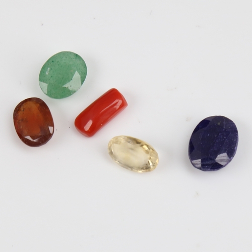 1288 - Various unmounted gemstones, including 10.65ct sapphire, 5.65ct emerald, 6.55ct hessonite garnet etc... 