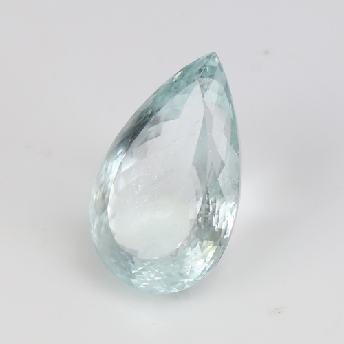 1291 - A 67.51ct unmounted pear-cut aquamarine, dimensions: 34.14mm x 21.41mm x 15.32mm, 13.52g, with IGITL... 