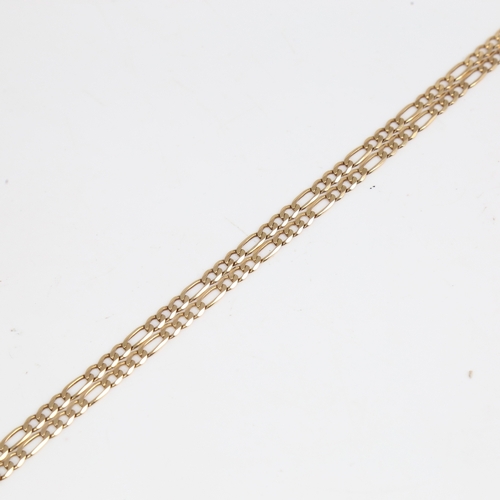 1301 - A 9ct gold figaro link chain necklace, necklace length 60cm, 11.4g