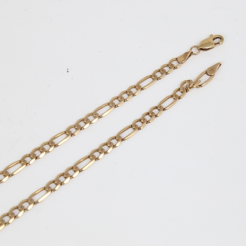 1301 - A 9ct gold figaro link chain necklace, necklace length 60cm, 11.4g