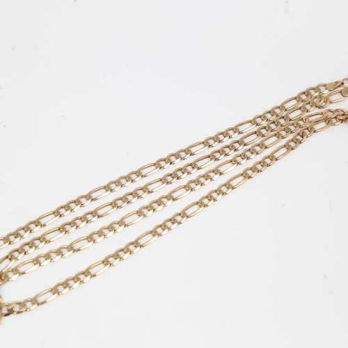 1301 - A 9ct gold figaro link chain necklace, necklace length 60cm, 11.4g