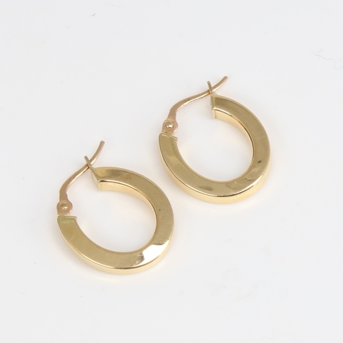 1416 - A modern pair of Italian 18ct gold hoop earrings, earring height 20.3mm, 2.6g