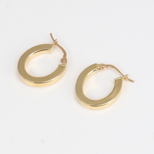 1416 - A modern pair of Italian 18ct gold hoop earrings, earring height 20.3mm, 2.6g