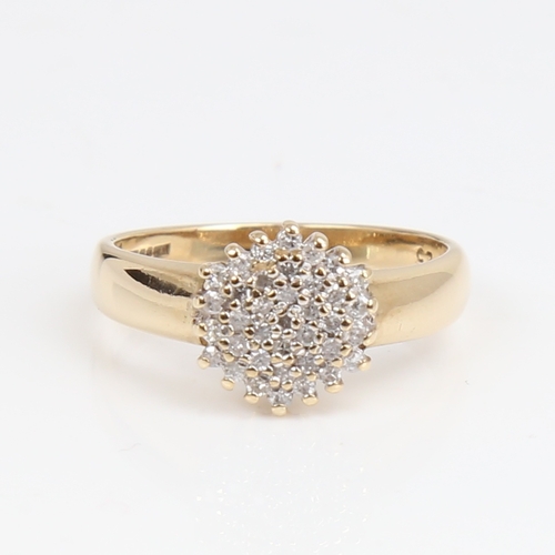 1430 - A modern 9ct gold diamond cluster ring, set with eight-cut diamonds, total diamond content approx 0.... 