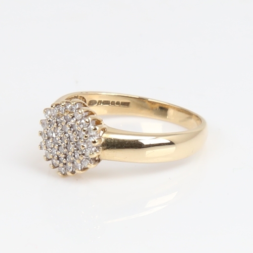 1430 - A modern 9ct gold diamond cluster ring, set with eight-cut diamonds, total diamond content approx 0.... 