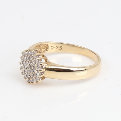 1430 - A modern 9ct gold diamond cluster ring, set with eight-cut diamonds, total diamond content approx 0.... 