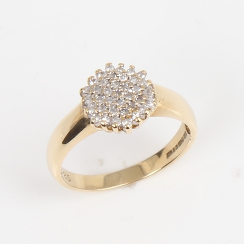 1430 - A modern 9ct gold diamond cluster ring, set with eight-cut diamonds, total diamond content approx 0.... 