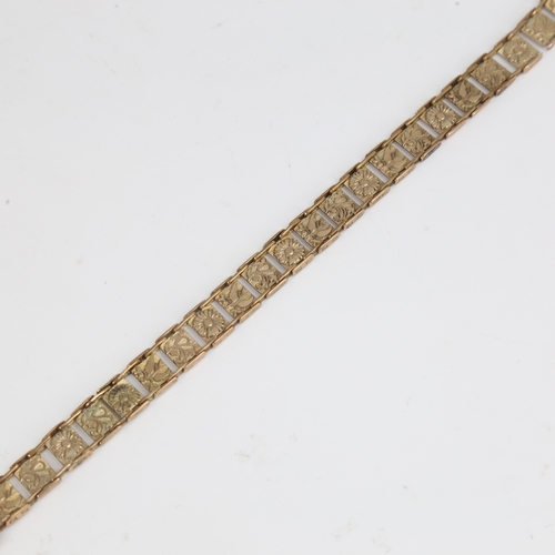 1438 - A Vintage 9ct gold floral bracelet, bracelet length 17cm, 10.9g