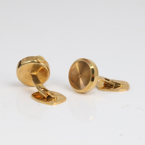 1447 - A Vintage pair of 18ct gold time piece cufflinks, 1 link with repco movement, circular panel diamete... 