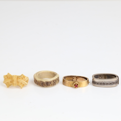 1468 - A group of scarf rings, including 15ct gold example, 4.2g (4)