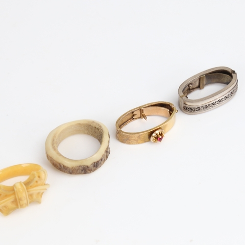 1468 - A group of scarf rings, including 15ct gold example, 4.2g (4)