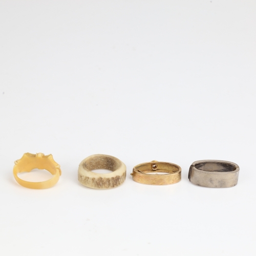 1468 - A group of scarf rings, including 15ct gold example, 4.2g (4)