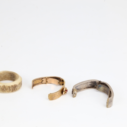 1468 - A group of scarf rings, including 15ct gold example, 4.2g (4)