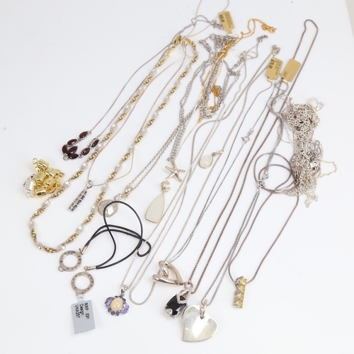 1469 - Various silver jewellery, including necklaces, 144g gross