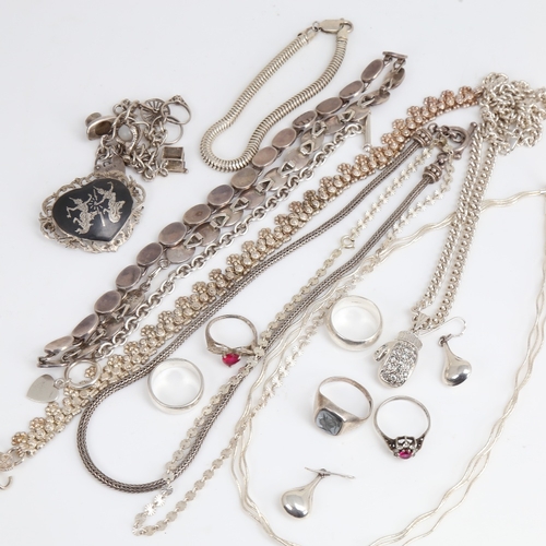 1472 - Various silver jewellery, including bracelets, rings necklaces etc, 254g gross